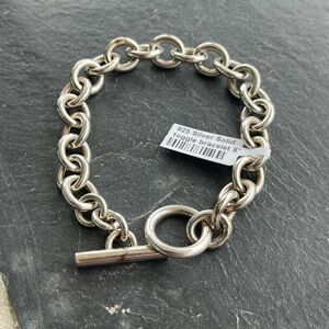 Sterling Silver 925 heavy rolo Chain Bracelet with toggle 7.5” long